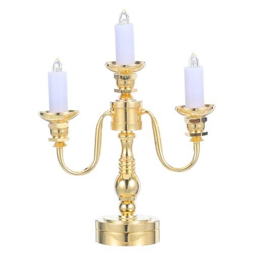 Dollhouse Candlestick Light 1:12 Scale Miniature Candelabra with Warm Led