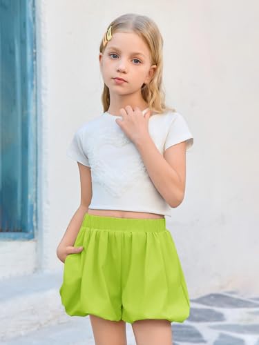 Short d'été décontracté à bulles pour fille plissé ample - 2