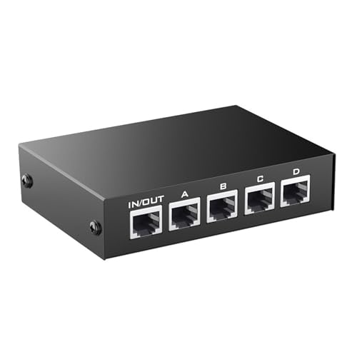 Commutateur réseau RJ45 4 ports passif et sans branchement électrique avec 4 entrées et 1 sortie