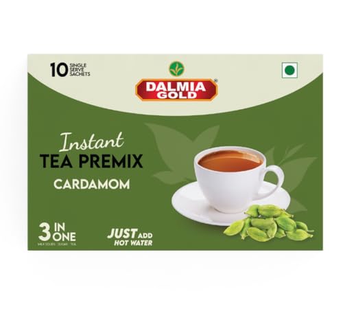 Image of Dalmia Gold Instant Tea Premix - Elaichi Flavour - Regular Sugar (14 Grams * 10 sachets) (Makes 100 ml) | Cardamom Instant Tea Powder