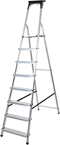 Preisvergleich Produktbild Brennenstuhl Haushaltsleiter aus Aluminium mit Arbeitsschale (Alu-Stehleiter mit 8 Stufen, Traglast max. 150 kg)