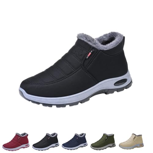 Winter Boots for Women Men,Women's Snow Boots,Waterproof Non Slip Fur Lined Mid Calf Sneakers Fleece Lining Lightweight Ankle Booties Soft Warm Short Boot Outdoor Comfortable Walking Fashion Shoes