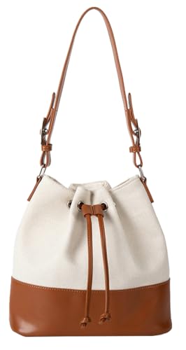 Trendy Bucket Bag for Women Vegan Leather Shoulder Bags Large Tote Purse Handbags Splicing Underarm Satchels 2025