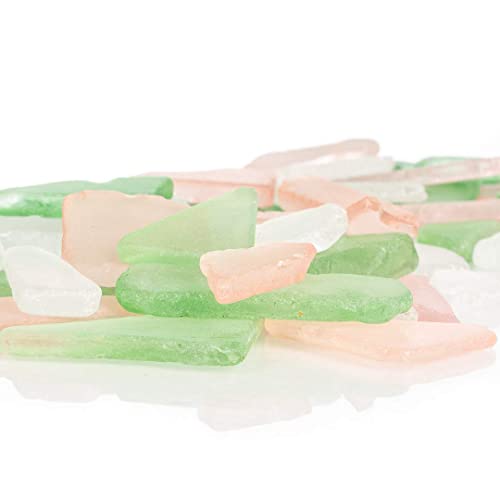 Sea Glass | 11oz Pink Green & White Tumbled Sea Glass Decor | Bulk Seaglass Pieces for Beach Wedding Decor & Crafts | Plus Free Nautical eBook by Joseph Rains