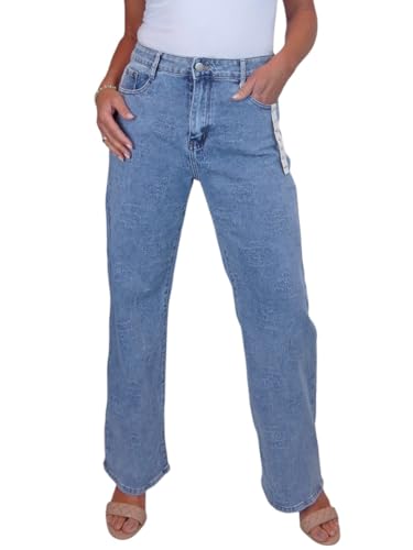 Jeans femme taille haute large à fleurs : le denim rétro du 38 au 48