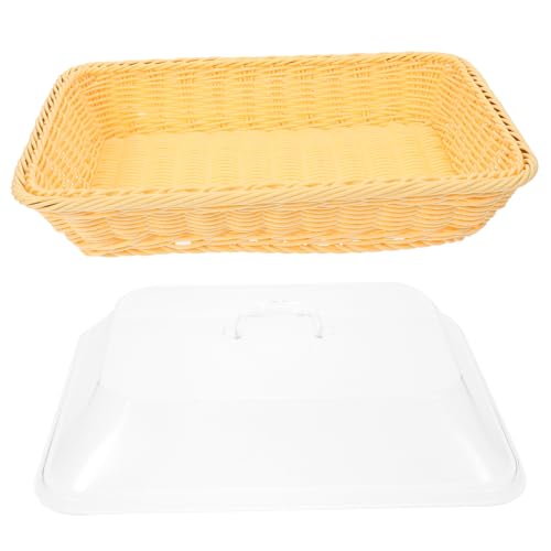 BEBEMOKO Snack Basket Imitation Rattan Storage Basket for Fruits and Snacks Woven Design for Home Kitchen and Events Dustproof and Versatile Use