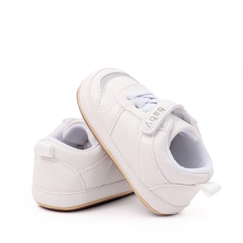 Unisex Baby Boys Girls Rubber Sole Leather Sneakers, Sport Newborn Infant First Walkers Shoes3
