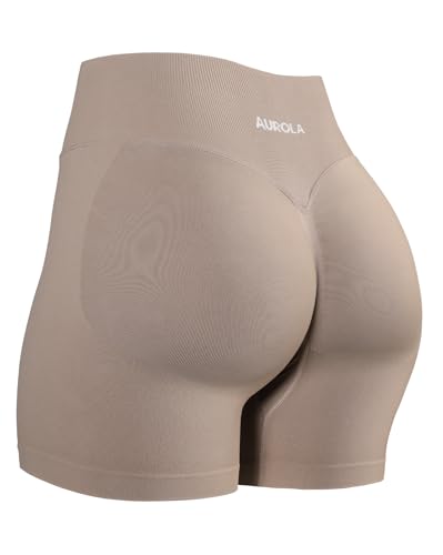 Image of AUROLA Influence Workout Shorts for Women,2.5 3.5 4.5 5.5 6.5 No Roll Up Squat Proof Scrunch Seamless Compression Gym Short