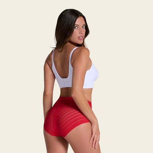 Image of Leonisa High Waisted Invisible Tummy Control Shapewear for Women - Stripe Lace Ladies Underwear Panties
