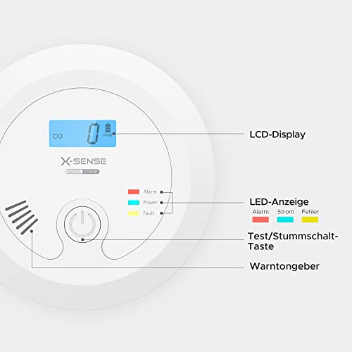 X-Sense CO Melder mit Austauschbarer Batterie und LCD Display inkl. CO-Konzentration… – Ansicht 2
