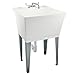 Nearly Indestructible Laundry Utility Tub by MAYA - Heavy Duty 19 Gallon Sink With Easy On Blade Handle Faucet, Metal Legs With Levelers, Complete Installation Kit Includes Supply Lines, Drain Ptrap