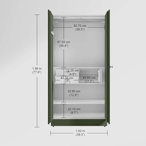 Image of Interio by Godrej Auraline Men Premium Steel Almirah, Matte Tree Mist