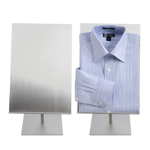 Zfmnoyev 1Pcs Desktop Shirt Display Rack, Stainless Steel Portable Clothes Display, Adjustable Height T Shirt Display, for Clothing Store, Shopping Mall Window Display(Silver)