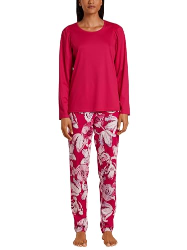 CALIDA Damen Pyjama, aus der Serie Blooming Nights in rot, Schlafanzug,...