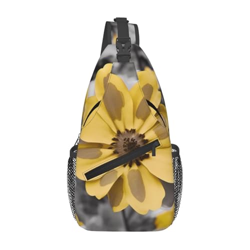 Sac à dos à bandoulière noir et grand cartable à motif floral jaune et gris zippé