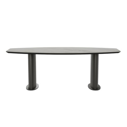 Image of Wakefit Crosne Dining Table - Antalia Beige - 6 Seater I Marble Finish I Vitrified Tile Top I Antalia Beige