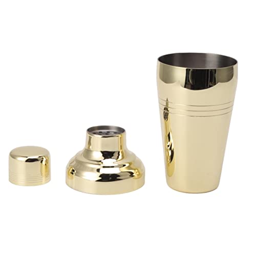 304 Stainless Steel Cocktail Shaker 510ml, Mixer Drink Shaker for Home Bartending Kit, Keeps Drinks Cold or Hot, Easy to, Weighted Bottom for Stability (Gold)