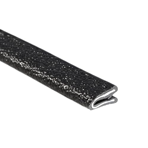 TRIM-LOK Edge Trim - Fits 1/64" Edge, 3/8” Leg Length, 25’ Length - Single Gripping Finger - Black, Pebble Texture - Flexible PVC Edge Protector
