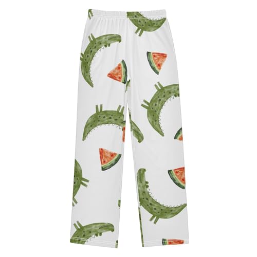 Green Alligator Boys Pants Boys Athletic Pants Long Pant for Boywith Pockets Wide-Leg Size 6-14Y