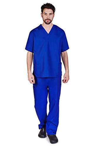 Natural Uniforms Comfortable Fit Men's Workwear Uniform 8 Pocket Top and Pant Set L Dark Royal Blue