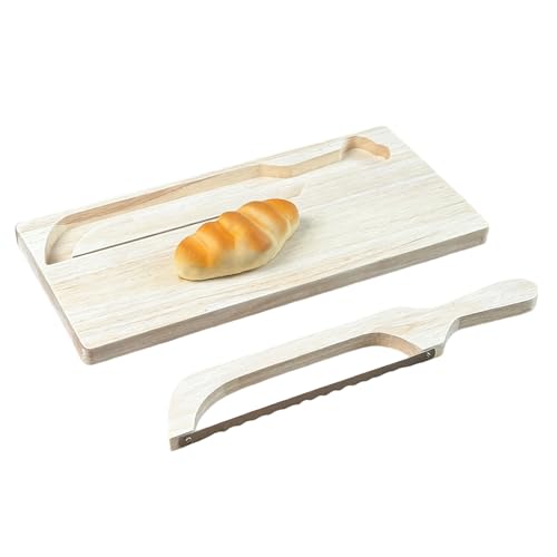 Lanmijia Tabla De Cortar Pan De Madera,Herramientas De Panadería Con Cortador De Acero Inoxidable | Juego De Tablas De Cortar De Madera Y Bol Para Pan | Para Hogar Cocina Restaurante Panaderos