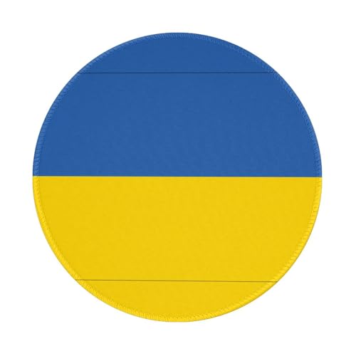 Tapis de souris rond drapeau de l'Ukraine, 20,3 cm, base en caoutchouc antidérapant, idéal pour le bureau et les jeux, tapis de souris de bureau