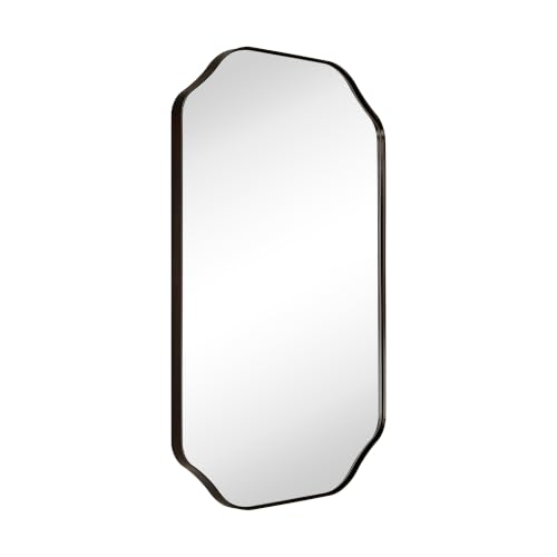 Image of TEHOME 20x30'' Scalloped Oil Rubbed Bronze Bathroom Vanity Mirror, Rectangle Metal Framed Bathroom Mirror