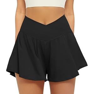 Hosenrock Damen Kurze Sporthose Damen Sport Shorts Kurz Laufshorts 2 in 1 mit Tasche V High Waist Sommer Stretch Tennis Shorts