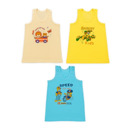 Image of Kidbea 100% Organic Soft Cotton Muslin Sleeveless Jhabla for Baby Boys | Regular Fit Vest for Infant Summerwear Set I GOTS Certified