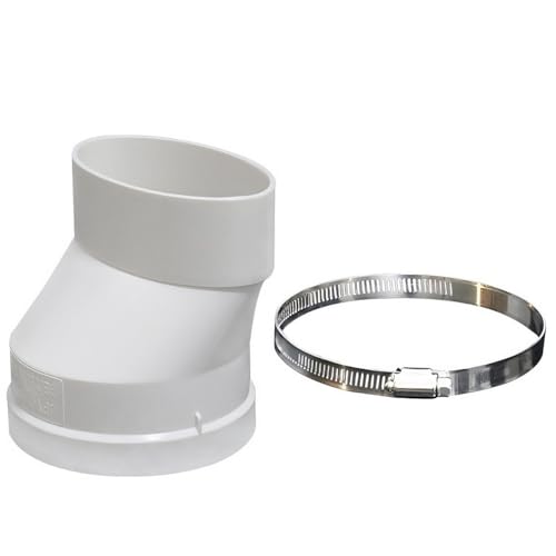 4 Inch Round to Oval Dryer Vent Adapter Plastic Dryer Duct Connector with Stainless Steel Clamp White for Air Exhaust Ventilation Systems