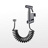 QEENLOCK Kit complet douchette WC en acier inoxydable, pulvérisateur bidet portable avec crochet pour réservoir d'eau, tuyau télescopique flexible 150 cm pour toilettes,lavabo,Gris foncé