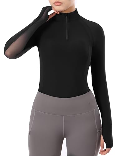 Harrison Howard Equestrian Tops Female Long Sleeve Half Mesh Arm Design Quick-Dry Summer Top with Stylish Neckline Black S