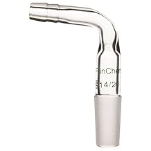 FunChem Borosilicate Glass Bent Inlet Hose Adapter with 14/20 Male Glass Joint and 9 mm Hose Connection, Intel Adapter Hose Lab Glassware
