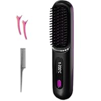Go Brush Pro Cordless,2025 New Hair Straightener Go Brush Pro Straightening Comb for Travel Rechargeable Hair Cordless Comb(Black)