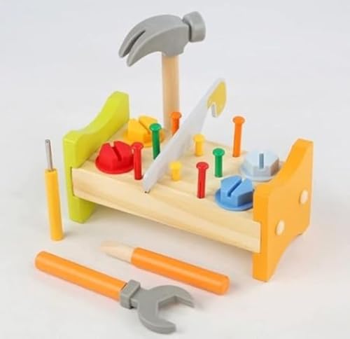 Image of Wudly Wooden Tool Bench Set - Pretend Play Workshop for Kids, Realistic Tools & Accessories, Educational STEM Toy for Boys & Girls Age 3-6, Durable Wood Construction, Gift-Ready