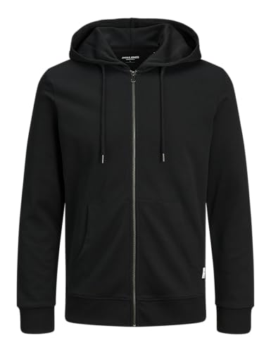 JACK & JONES Herren Basic Reißverschluss Baumwoll Hoodie - Schwarz - M