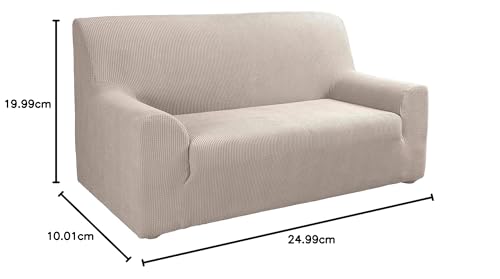 Tural Elastischer Sofabezug Valeta. Sofaüberwurf, Beige, 3 Sitzer (180-230cm)