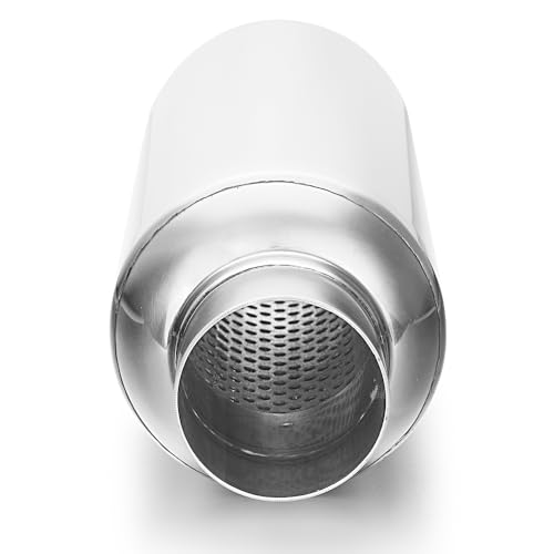 Image of LCGP 2.25 inch Inlet Universal Resonator, 2.25 inch Outlet 13.77 inch Overall Length Stainless Steel High Performance Muffler, Polished, Pass-Thru Design