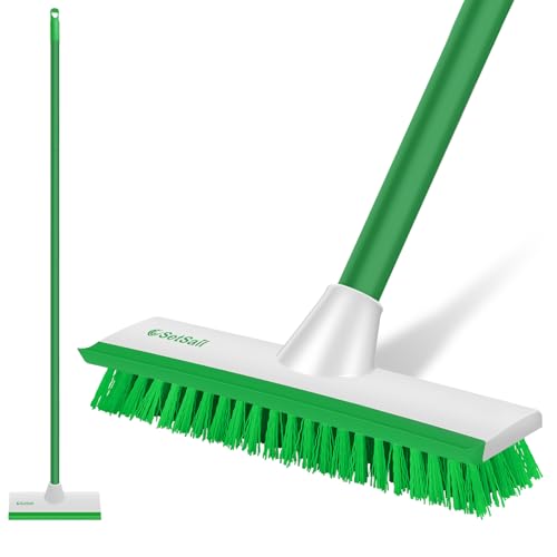 Image of SetSail Floor Scrub Brush with 51-Inch Long Adjustable Handle Brush, Green | 2 in 1 Scrape Brush Stiff Bristle Floor Scrubber for Cleaning Shower Bathroom Garage Kitchen Wall Deck Tub Tile