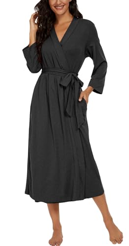 Image of VINTATRE Women Robes Long Knit Bathrobe Lightweight Soft Bath Robe with Pockets