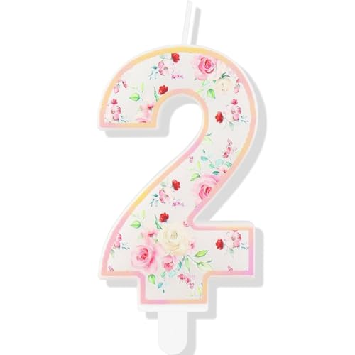 iNINGER Pink Birthday Cake Candle - 2nd Birthday, Baby Shower Milestone, Wedding Anniversary Party Decoration