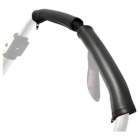 XNSHUN Kinderwagen Armlehne Griff Abdeckung, Griffschutz Sicherheitsbügel Griffbezug Lederbezug, PU Leder Schutzhülle Mit Reißverschluss Für Armlehnenbezüge Und Rollstühle, Schwarz Cover