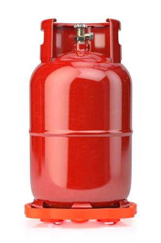 Image of RIOMAX Plastic LPG Cylinder Stand, Gas Trolley, Cylinder Trolley Stand with Wheels, Water Bottle Trolley, Flower Pot Stand, Multipurpose Trolley (Red, Pack of 1)