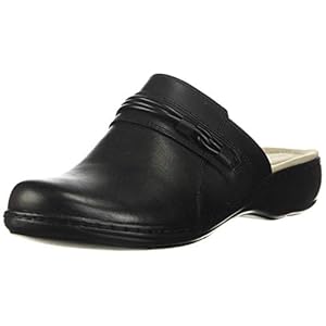 Clarks-Leisa-Clover Clarks Women's Leisa Clover Clog, Black Leather, 90 M US
