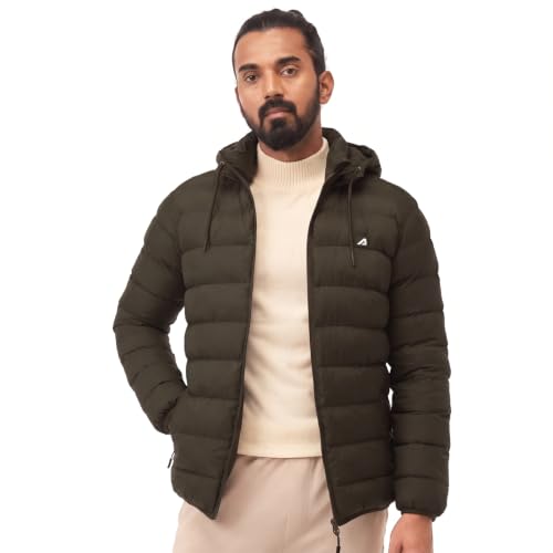 Winter Jacket for Men Nylon Puffer Hooded Insulated Heavy Jackets, Full Sleeve Jacket Standard Length Winter Jackets Ideal for Monsoon & Minus 10 Degr