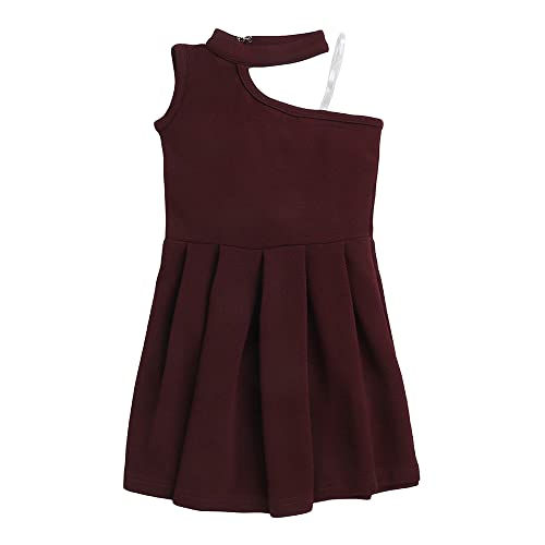 Image of Hopscotch Girls Fit And Flare Knee-Length Cotton-Blend Solid Sleeveless Party Dress