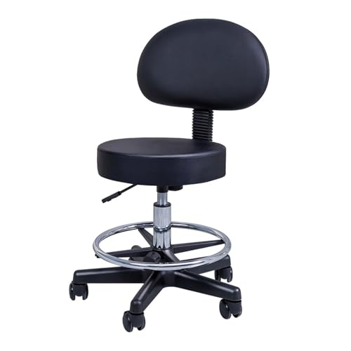 Taburete rodante de piel sintética con ruedas, altura ajustable, para spa, salón, tatuaje y oficina, fácil de mover, pequeño taburete de dibujo