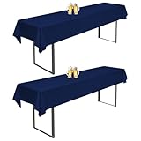 2 Stück Biertisch Tischdecke Marineblau Wasserabweisender Polyester für 50cm u.70cm Biertische Hussen, Rechteckige Tischdecken Waschbar 100x250cm (Marineblau)