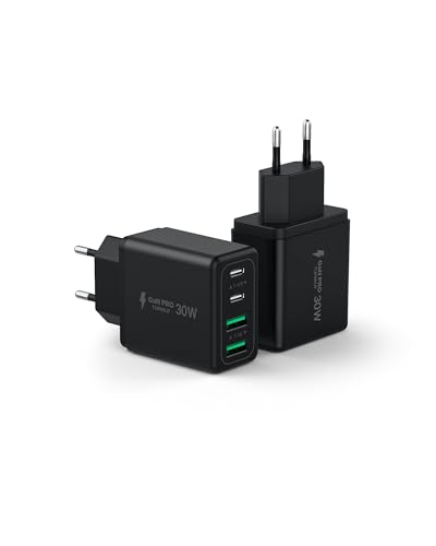 USB C Ladegerät, 4-Ports Mehrfachstecker 60W USB C Power Adapter USB Stecker PD 3.0 Schnellladegerät Netzteil USB Schnellladestecker für iPhone 16 15 14 13 12 11 Pro Max, iPad, Samsung,Handys