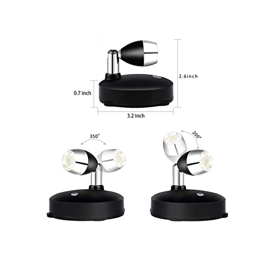 Apliques foco inalámbrico para interiores LED a pilas con mando a distancia, pack de 2 3